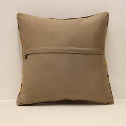 Handwoven Turkish Kilim Pillow, 16x16 Boho Throw Bohemian Pillow, Kilim Cushion Cover, Home Decor 4Kf-550 - thumbnail 4
