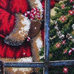 Cross Stitch Christmas Stocking Personalised Decor With Santa Candy Cane Stocking Dimensions 08778 - thumbnail 3