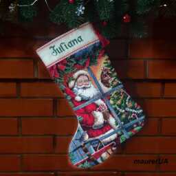Cross Stitch Christmas Stocking Personalised Decor With Santa Candy Cane Stocking Dimensions 08778 - thumbnail 1