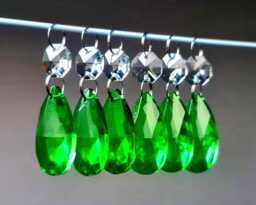 Emerald Green Chandelier Drops Glass Crystals Droplets Oval Beads Christmas Tree Wedding Craft Light Lamp Spare Lighting Antique Parts - thumbnail 1