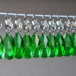 Emerald Green Chandelier Drops Glass Crystals Droplets Oval Beads Christmas Tree Wedding Craft Light Lamp Spare Lighting Antique Parts - thumbnail 2