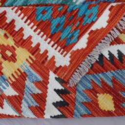 3x10 Geometric Kilim Rug, Vibrant Colors Veg Dyes Wool Handmade Afghan Flatweave Modern Runner Rug, Hallway Rug - thumbnail 4