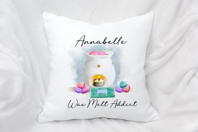 Personalised Wax Melt Addict Cuddle Cushion Gift, Ideal Mothers Day Colour Options - image 1