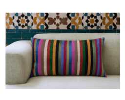 striped Moroccan Cushion Multicolour Boho Pillow Cover 12x20 - thumbnail 1