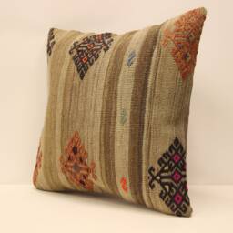 Pillow Cover - Classic Stripe -Sofa -Ticking -Colorfull- Wool -Decorative -18x18 Inch 45x45 cm- 4Kbf-354 - thumbnail 3