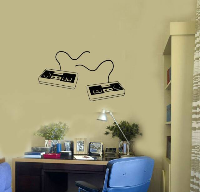 Retro Joysticks Vinyl Wall Decal Video Games Playroom Gaming Art Stickers Mural - #2916Di - image 1