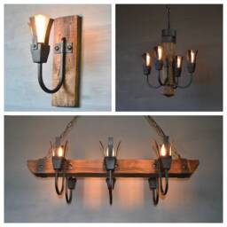 Rustic Wall Sconce Wood & Wrought Iron Farmhouse Light - thumbnail 4