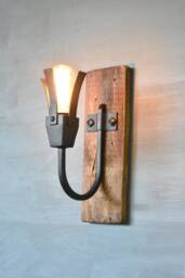 Rustic Wall Sconce Wood & Wrought Iron Farmhouse Light