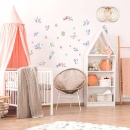 Butterfly Kids Wallpaper, Girls Bedroom Wall Art, Nursery Decor, Decals For Room, Floral Wallpaper