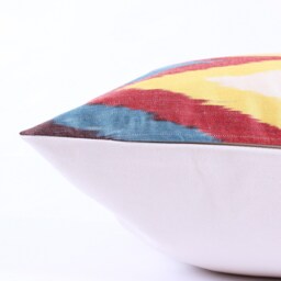 Ikat Silk Velvet Pillow 16x24 - Handmade Boho Cushion Cover Turkish Home Decor Accent - thumbnail 2