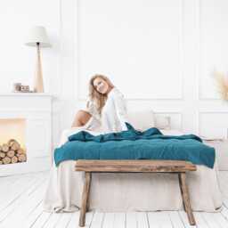 Handmade Linen Weighted Blanket Anxiety & Sleep Relief, Better Sleeping, Heavy Comforter For Adults Mother's Day Gift - thumbnail 3