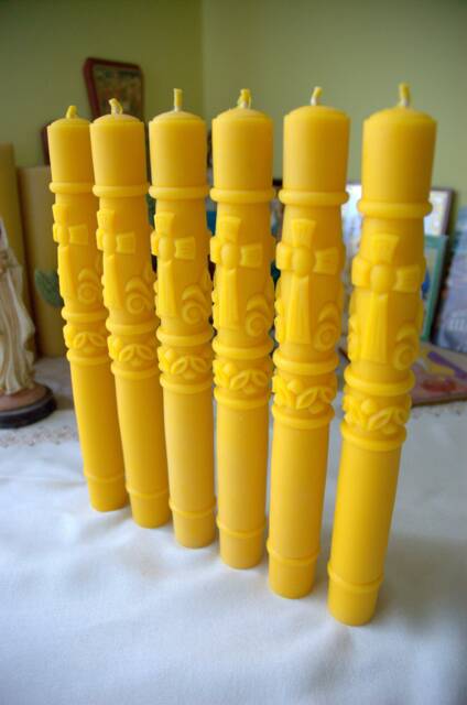 Baptism Candles, Beeswax Pillar Wedding Candle Gift Set, Christening Unique Beauty - image 1