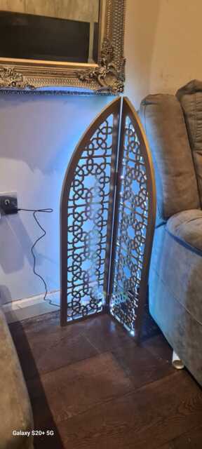 Freestanding Wooden Geometric Arch Panel, Moroccan Islamic Wall Decor - image 1
