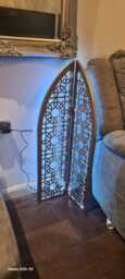 Freestanding Wooden Geometric Arch Panel, Moroccan Islamic Wall Decor - thumbnail 1