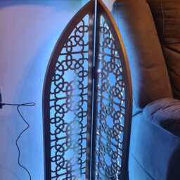 Freestanding Wooden Geometric Arch Panel, Moroccan Islamic Wall Decor - thumbnail 2
