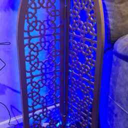 Freestanding Wooden Geometric Arch Panel, Moroccan Islamic Wall Decor - thumbnail 4