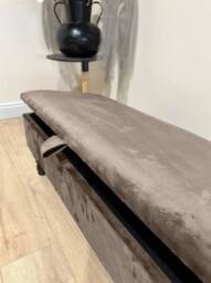 Brown Velvet Ottoman Bench - Handmade Storage Trunk With Cushions - thumbnail 2