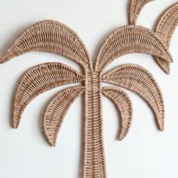 Wicker Palm Tree Wall Decor, Boho Nursery, Tropical Kids Room Art - thumbnail 4