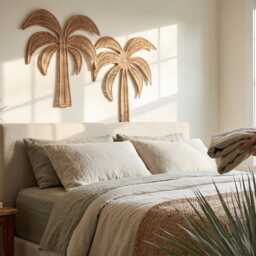 Wicker Palm Tree Wall Decor, Boho Nursery, Tropical Kids Room Art - thumbnail 3