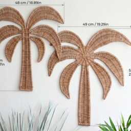 Wicker Palm Tree Wall Decor, Boho Nursery, Tropical Kids Room Art - thumbnail 2