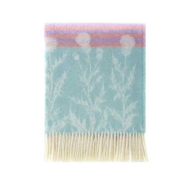 Thistle Pastel Wool Throw - Woven Blanket Made From Pure Ideal For Housewarming Gift - image 1
