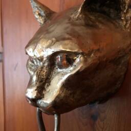 Cat Door Knocker Bronze Sculpture New Patina - thumbnail 4