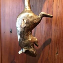 Cat Door Knocker Bronze Sculpture New Patina - thumbnail 3