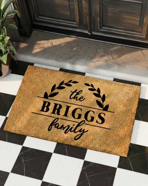 Personalized Doormat With Vine Floral Detail - Custom Welcome Mat For Front Porch Or Entryway D??cor - image 1
