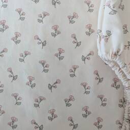 Floral Baby Crib Sheet Pink Green Peony Cotton Bedding - thumbnail 2