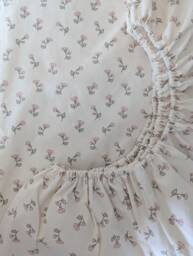 Floral Baby Crib Sheet Pink Green Peony Cotton Bedding - thumbnail 1