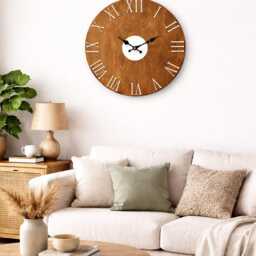 Roman Numeral Wooden Wall Clock 15.7 - thumbnail 2