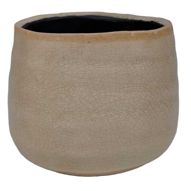 Linen Ecru Crackle Glaze Ceramic Indoor Plant Pot - 3 Sizes - image 1