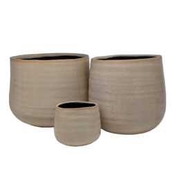 Linen Ecru Crackle Glaze Ceramic Indoor Plant Pot - 3 Sizes - thumbnail 3