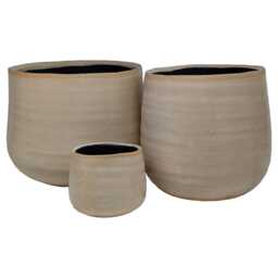 Linen Ecru Crackle Glaze Ceramic Indoor Plant Pot - 3 Sizes - thumbnail 2