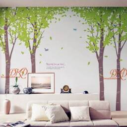 Tree Wall Decals Nursery Sticker Kids Room Decor, Vinyl Decal Home Decor Wall Mural-White With Birds Decal-Dk294 - thumbnail 2