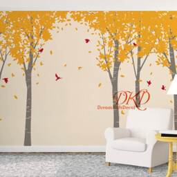 Tree Wall Decals Nursery Sticker Kids Room Decor, Vinyl Decal Home Decor Wall Mural-White With Birds Decal-Dk294 - thumbnail 3