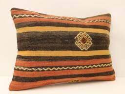 Anatolian Kilim Pillow, Striped Handwoven Sofa Pillow, 14x20 Decorative Cushion Cover Throw Pillow 4Bef-300 - thumbnail 1