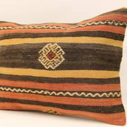 Anatolian Kilim Pillow, Striped Handwoven Sofa Pillow, 14x20 Decorative Cushion Cover Throw Pillow 4Bef-300 - thumbnail 3