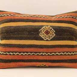 Anatolian Kilim Pillow, Striped Handwoven Sofa Pillow, 14x20 Decorative Cushion Cover Throw Pillow 4Bef-300 - thumbnail 2