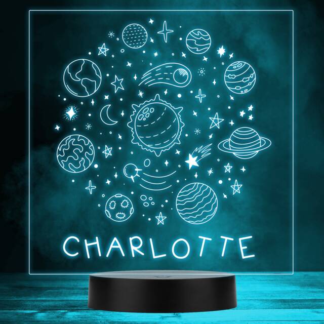 Astronomy Solar System Stars & Planets Personalised Gift Multicolour Night Light - Bedroom Lamp - image 1