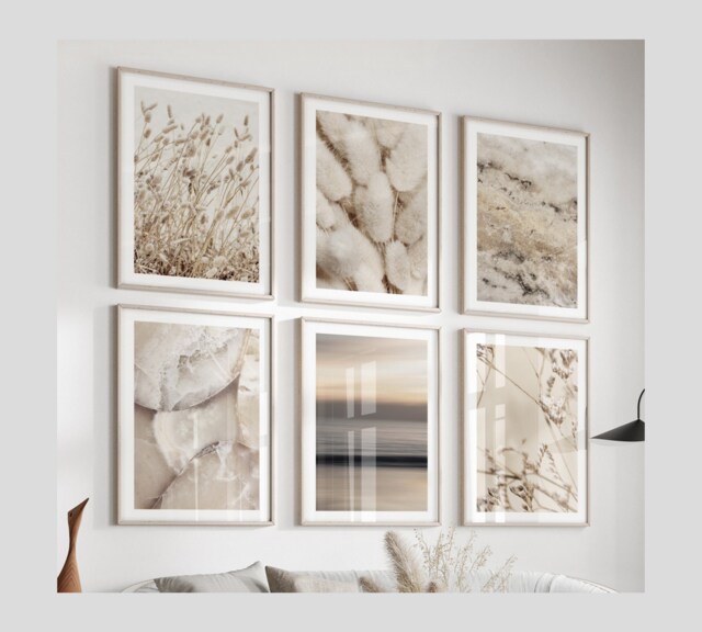 Beige Prints, Wall Art, Beach Floral Print, Botanical Art Poster, Bedroom Living Room Poster Pictures - image 1
