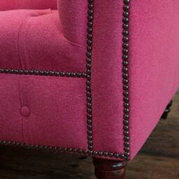 Handmade Bright Pink Wool 2 Seater Chesterfield Sofa - thumbnail 3