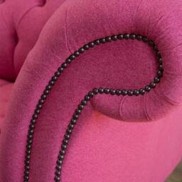 Handmade Bright Pink Wool 2 Seater Chesterfield Sofa - thumbnail 2