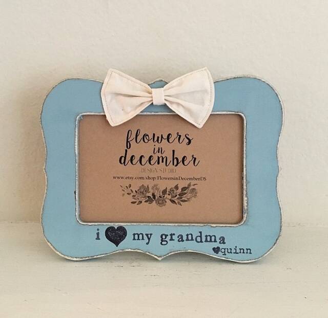 Personalized Grandma Picture Frame Hand Painted Bow Frame - image 1