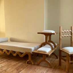 Solid Oak Boucl?? Bench Extended - Luxury Handcrafted UK Furniture Home Decor - thumbnail 4