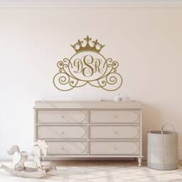 Monogram Princess Carriage Wall Decal - Baby Girl Nursery Decor P66 - thumbnail 2
