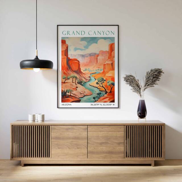 Grand Canyon Travel Print, Poster, Arizona Wall Art, Landscape American Decor, Colorado River Art - image 1