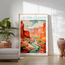 Grand Canyon Travel Print, Poster, Arizona Wall Art, Landscape American Decor, Colorado River Art - thumbnail 3