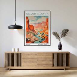 Grand Canyon Travel Print, Poster, Arizona Wall Art, Landscape American Decor, Colorado River Art - thumbnail 1