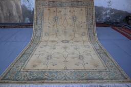 4x6 Afghan Oushak Rug - Beige Gray Turkmen Hand Knotted Natural Dyes Wool Turkish Area Oriental Rugs For Living Room - thumbnail 1